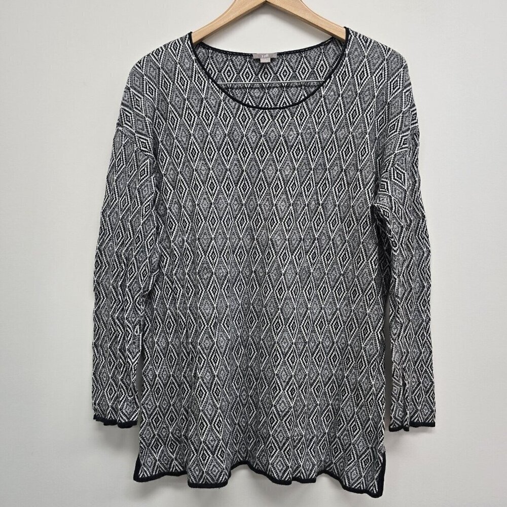 J. Jill Womens Size Medium Lightweight Diamond Tunic Sweater Long Sleeve Stretch